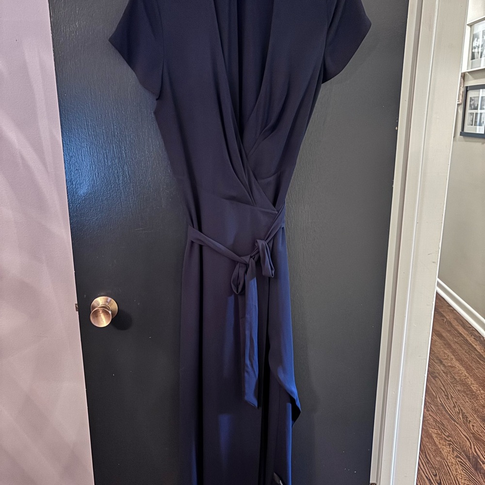 Babaton Blue Wrap Tie Front Maxi Dress